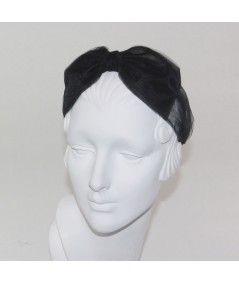 Tulle Headband Trimmed with Center Bow for Women