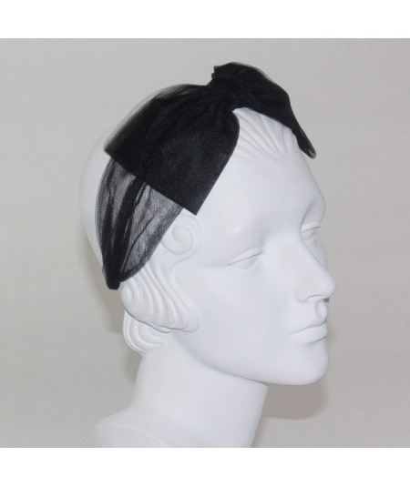 Tulle Headband Trimmed with Center Bow for Women