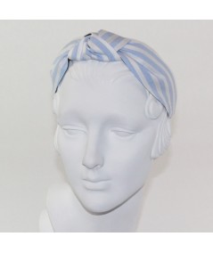 Blue/White Cotton Stripe Center Turban Headband