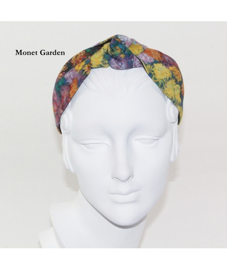 Monet Garden Cotton Print Center Turban Headband