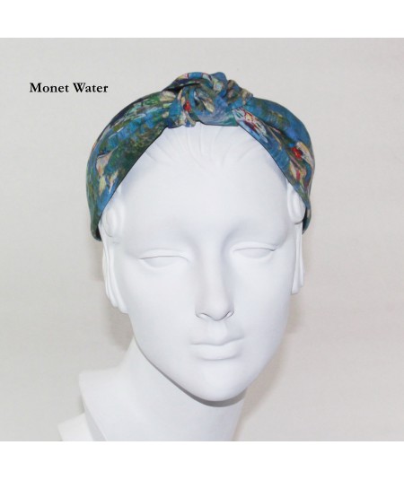 Monet Water Cotton Print Center Turban Headband