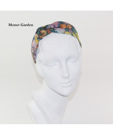 Monet Garden Cotton Stripe Side Turban Headband