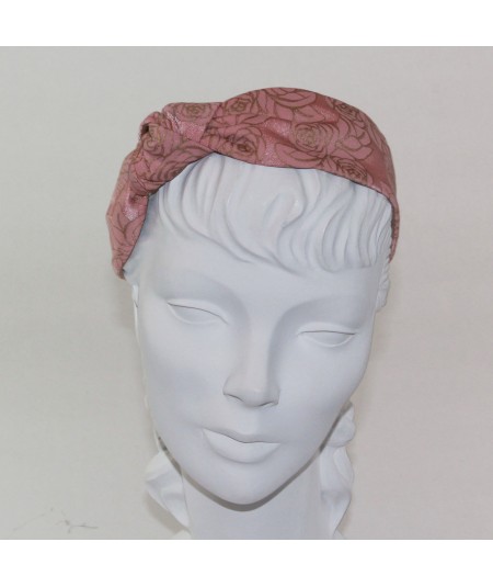 Blush Rose Print Side Turban Headband
