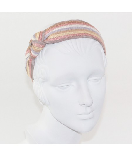 Pastel Stripe Straw and Grosgrain Side Turban Headband