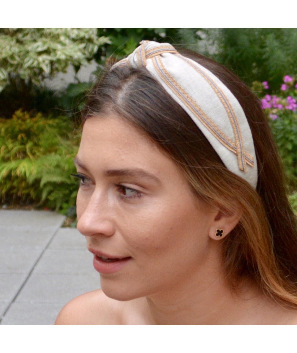 Jennifer Ouellette: Linen Headband with Constrating Toyo Trim