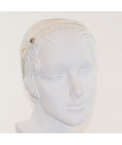 Ivory Grosgrain Double Headband with Side Rhinestone