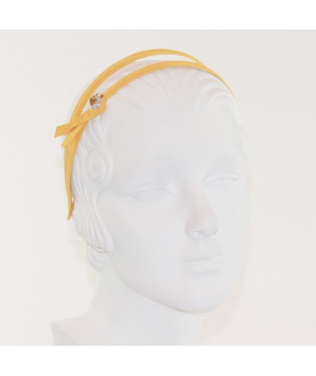 Marigold Grosgrain Double Headband with Side Rhinestone