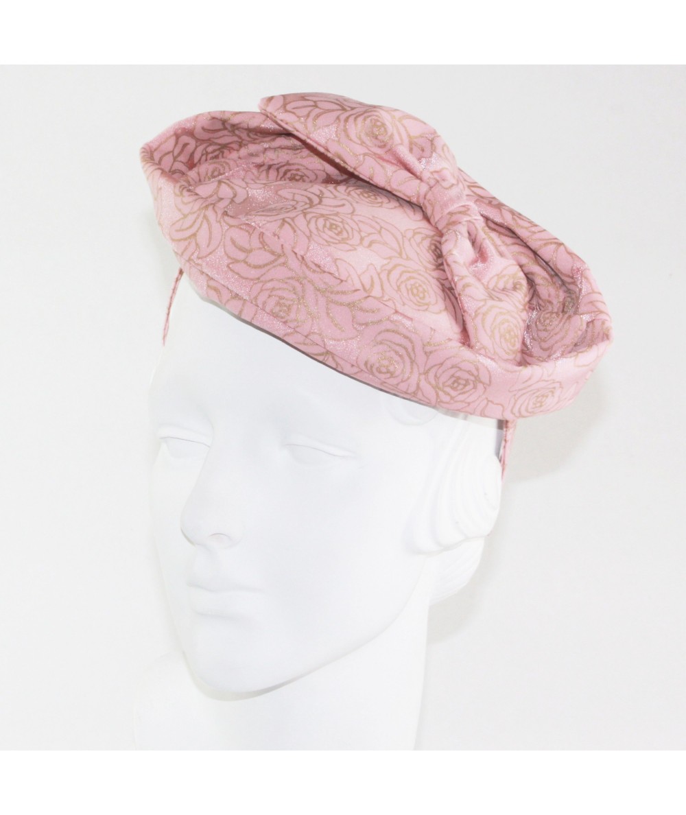 Blush Rose Print with Bow Fascinator