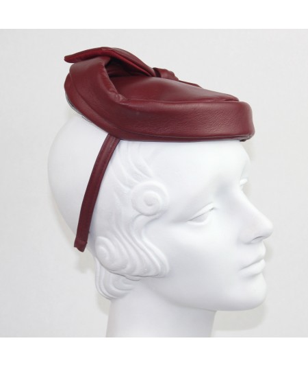 Dark Red Leather Betty Headpiece Fascinator