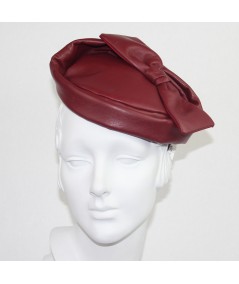 Dark Red Leather Betty Headpiece Fascinator