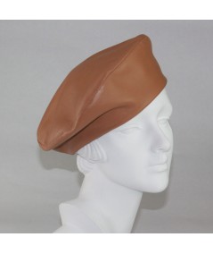 Camel leather beret 