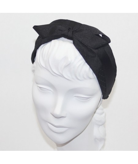 Satin Covered Extra Wide Headband with Center Grosgrain Bow