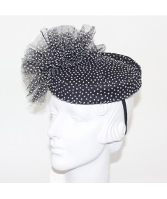 Black with White Dotted Tulle Headpiece