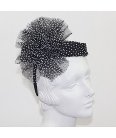 Black with White Dotted Tulle Headpiece
