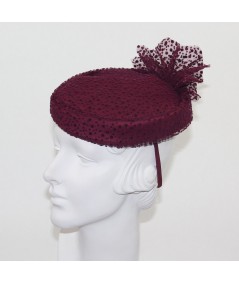 Burgundy Dotted Tulle Fascinator