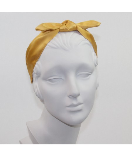 Yellow Gold Satin Riveter Bow Headband