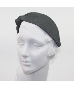 Charcoal Satin Covered Dark Green Veiling Side Turban Headband