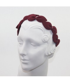 Wine with Old Rose Stitch Vintage Styled Headpiece Sabrina - Handmade of Velour Felt
