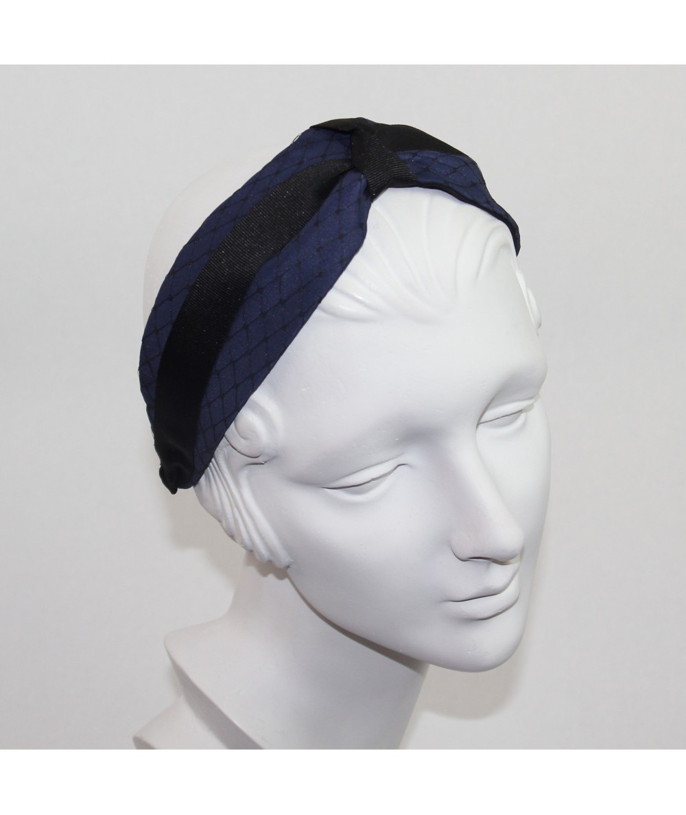Satin Extra Wide Covered Veiling Headband with Grosgrain Twisted