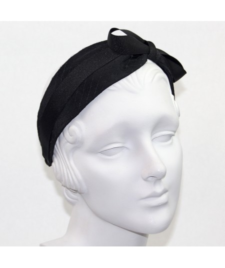 Satin Covered Extra Wide Headband with Side Grosgrain Bow