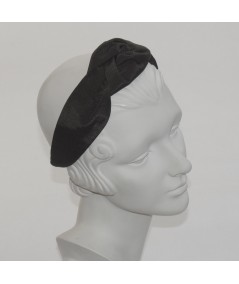 Black Bengaline Center Turban Headband Black 