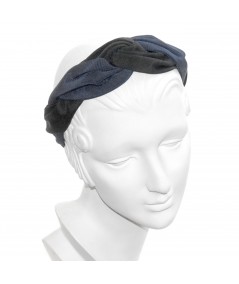 Black Navy Bengaline Two Toned Twist Turban Headband