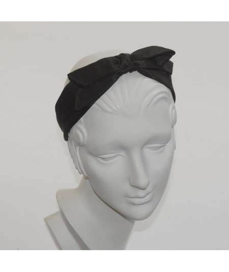 Black Bengaline Center Bow Headband