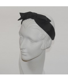 Black Bengaline Center Bow Headband