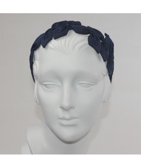 Navy Sabrina Headpiece made of American made grosgrain ribbon