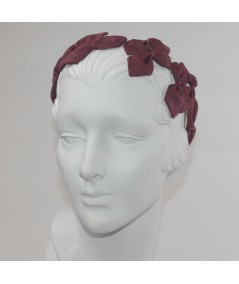 Red Sabrina Headpiece made of American made grosgrain ribbon