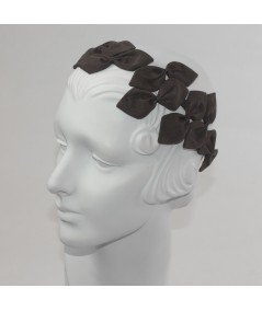 Black Sabrina Headpiece made of American made grosgrain ribbon