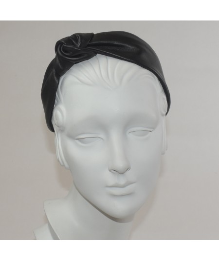 Black Leather Side Turban Headband