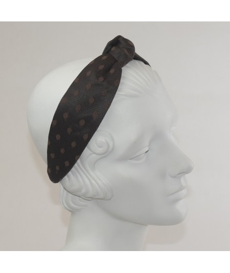 Black  With Brown Dotted Tulle Harlow Headband