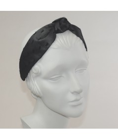 Gun Metal With Black Dotted Tulle Harlow Headband