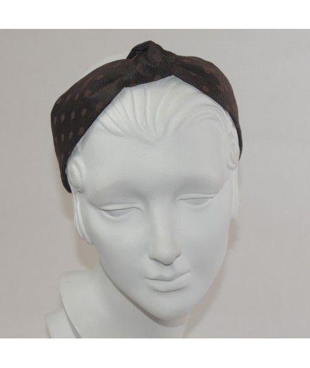 Gun Metal With Black Dotted Tulle Harlow Headband