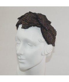 Harlem Raw Silk Frayed Cross Detail Headband