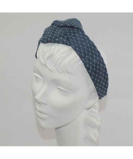 Teal Satin Covered Blue Veiling Carolina Bow Headband