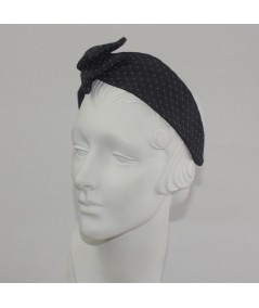 Black Covered Cocoa Bengaline with Covered Veiling Side Detail Headband