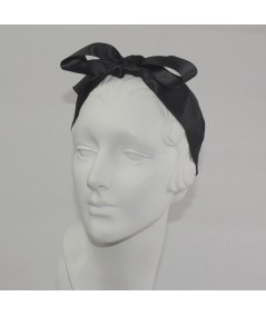 Black Satin Center Bow Headband