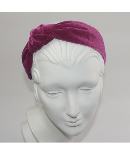 Beauty Pink Velvet Side Turban Headband