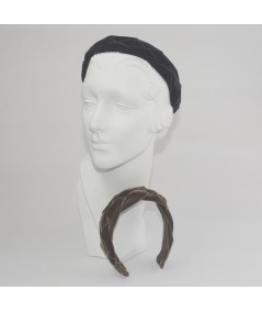 Black Brown Velvet Braided Ribbon Headband