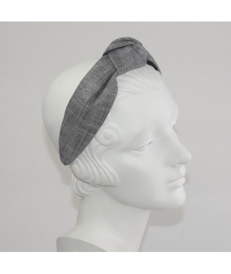 Dark Silver Linen Blair Turban Headband