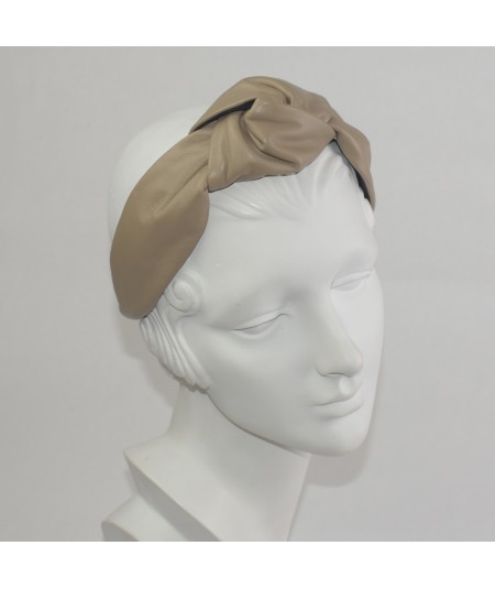 Wicker Leather Center Chunky Turban Headband