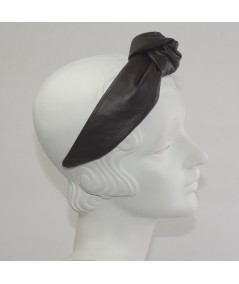 Black Leather Center Chunky Turban Headband