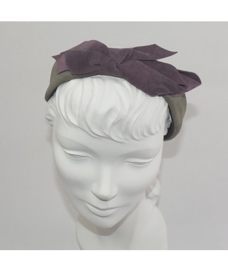 Charcoal with Plum Suede Center Bow Headband