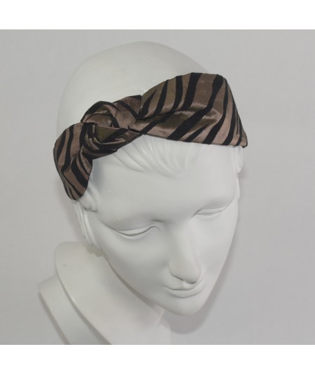 Brown Animal Print Side Turban Headband