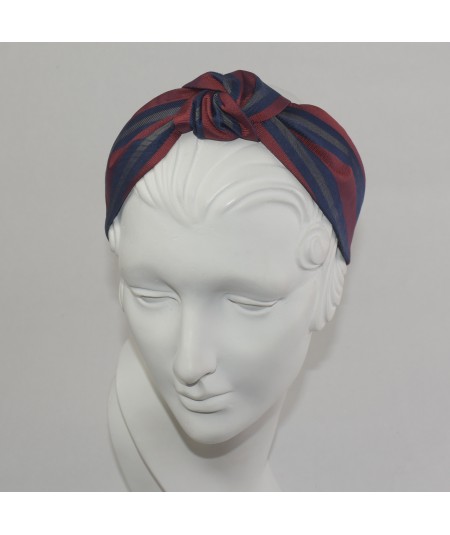 Stripe Silk Print Center Turbann Headband