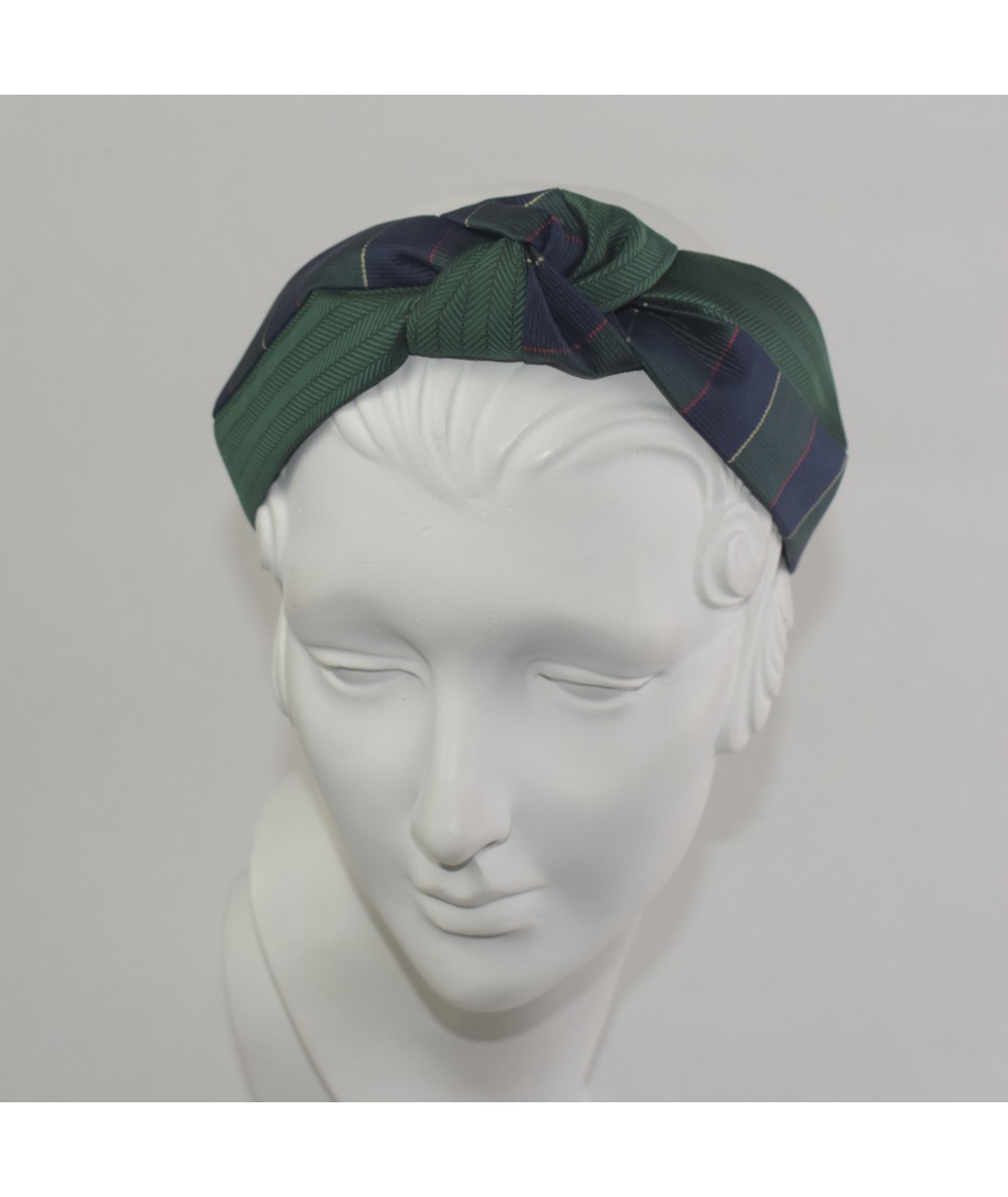 Silk Print Two Tone Center Turban Headband