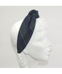 Stripe Silk Print Center Turban Headband