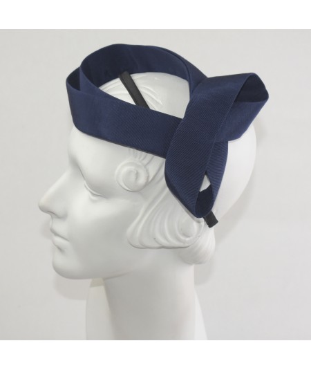 Navy Grosgrain Fabric Zenith Headpiece